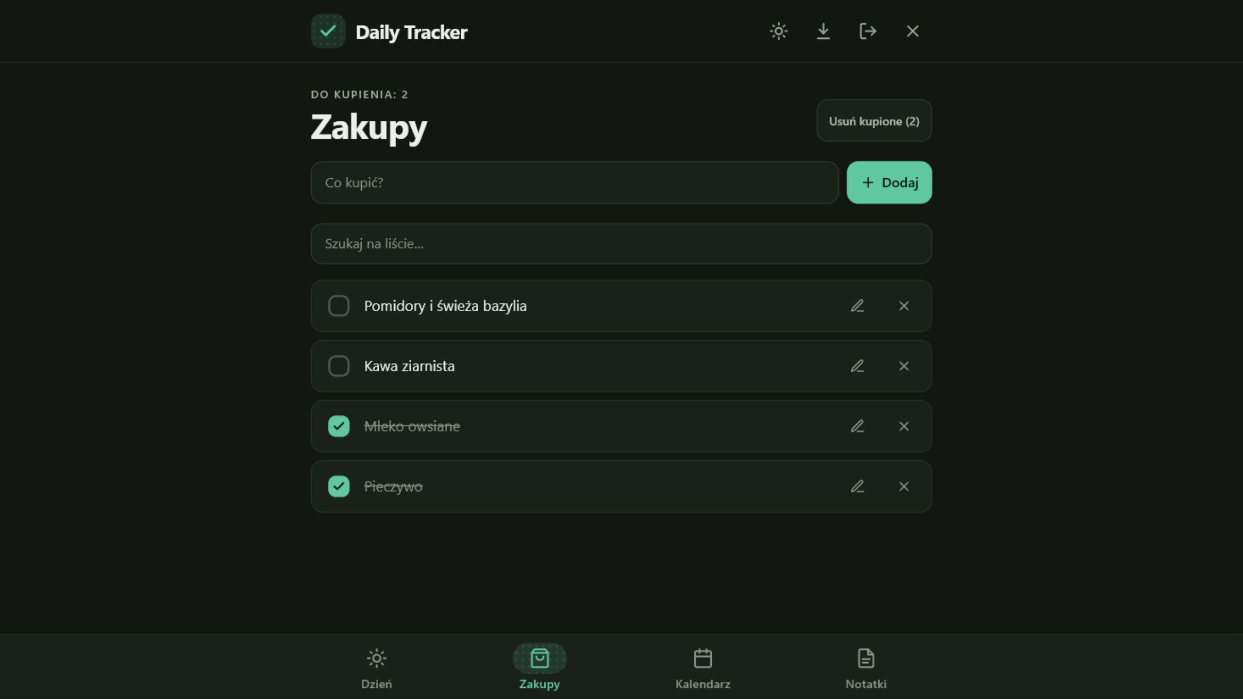 Wspólna lista zakupów