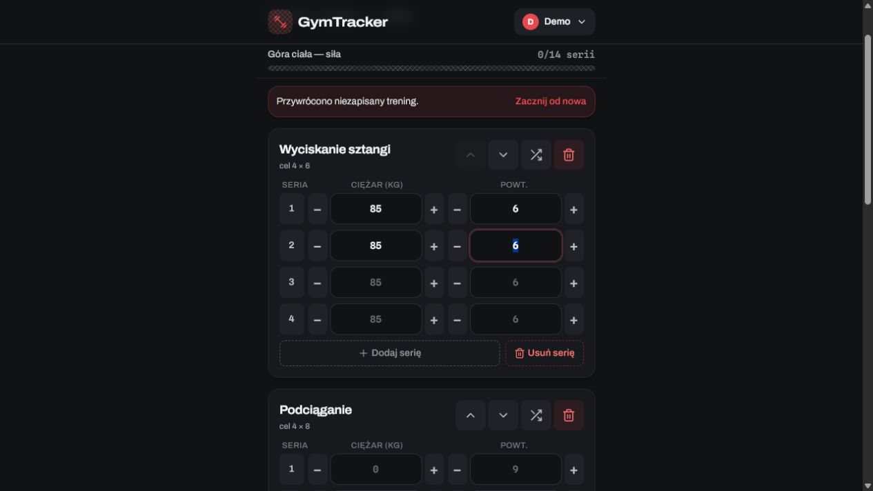 Aktywny trening z seriami i ciężarami